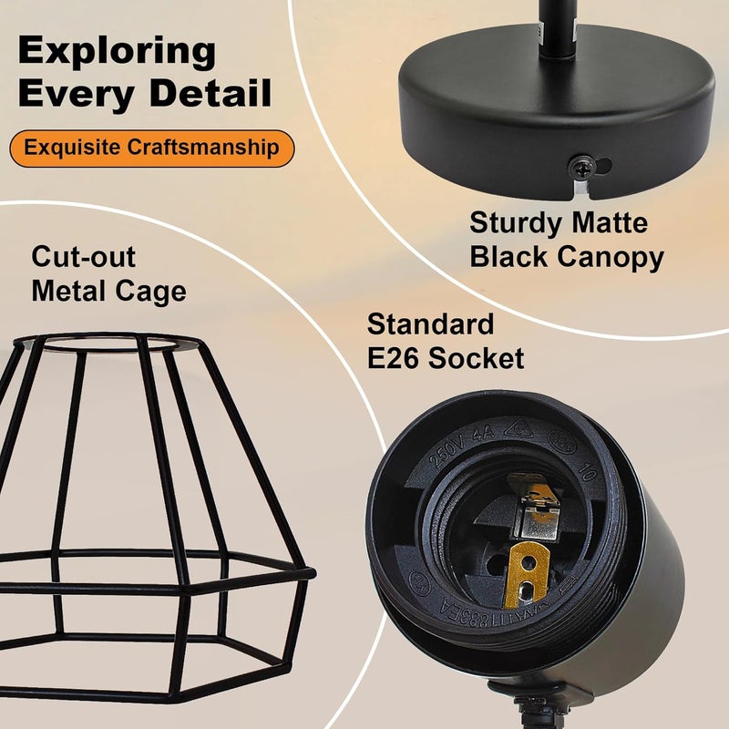 LTBLIGHT 1-Light LED Track Lighting, Black Adjustable Ceiling Light with Metal Wire Cage, Farmhouse Spotlight Fixture for Bedroom Bedside Hallway, E26 Base (Bulbs Not Included) - Image 4